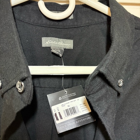 Eddie Bauer Mens XL Eddie's Favorite Flannel Classic Fit Shirt Black Coal NWT - Picture 4 of 11